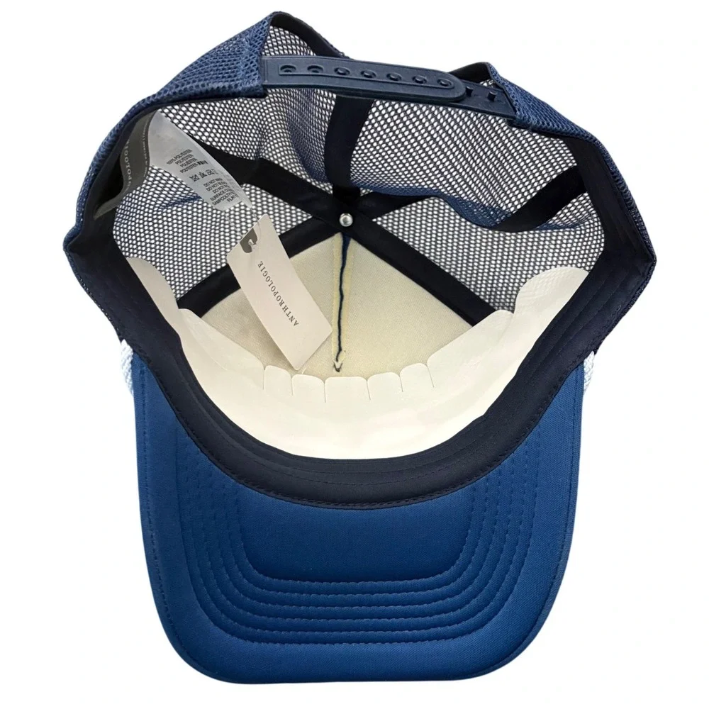 Anthropologie Empathy Illustrated Merry Martini Trucker Hat NWT Blue OSFA